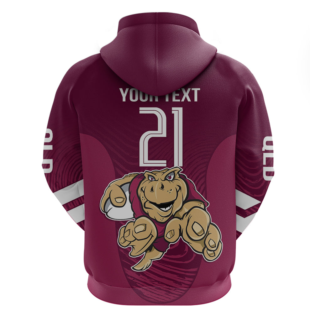 Custom Queensland Rugby Zip Hoodie Maroons Cane Toad Origin Sporty