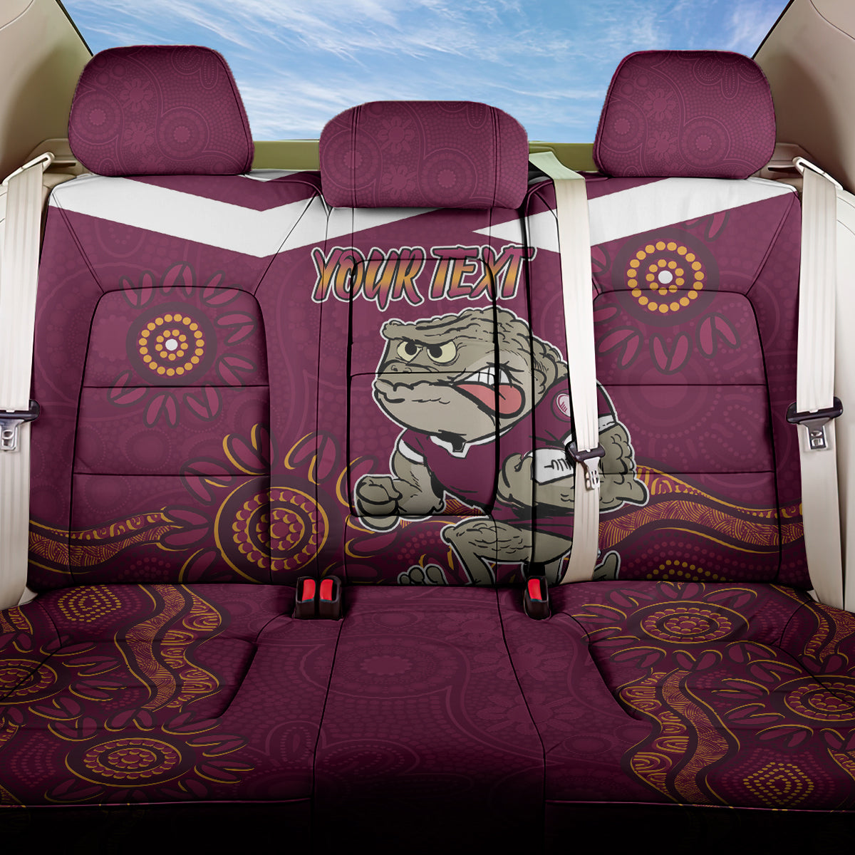 Custom QLD Maroons Cane Toad Blooded Aboriginal Inspired Back Car Seat Cover