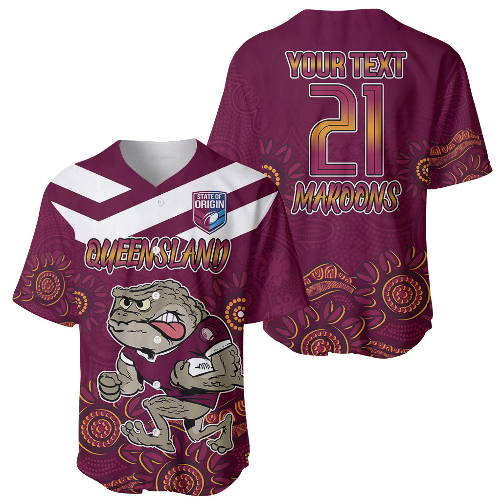 Custom QLD Maroons Cane Toad Blooded Aboriginal Inspired Baseball Jersey