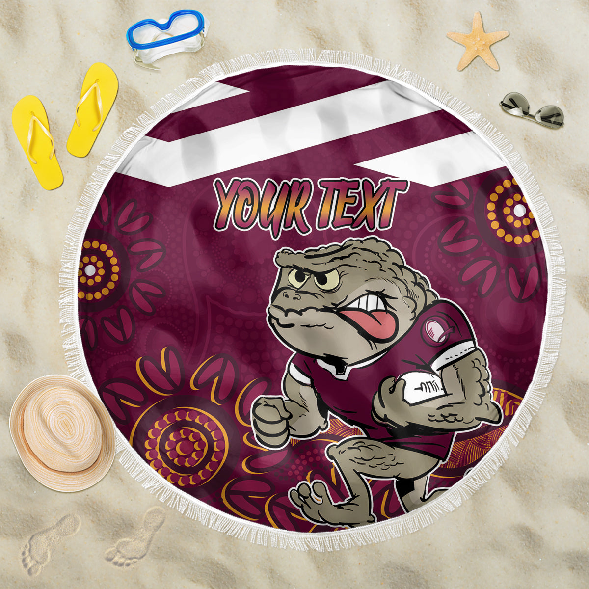 Custom QLD Maroons Cane Toad Blooded Aboriginal Inspired Beach Blanket