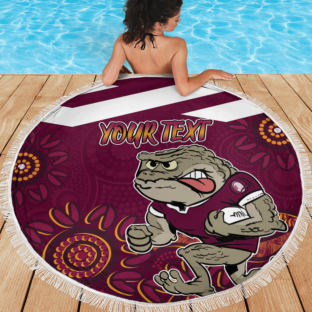 Custom QLD Maroons Cane Toad Blooded Aboriginal Inspired Beach Blanket