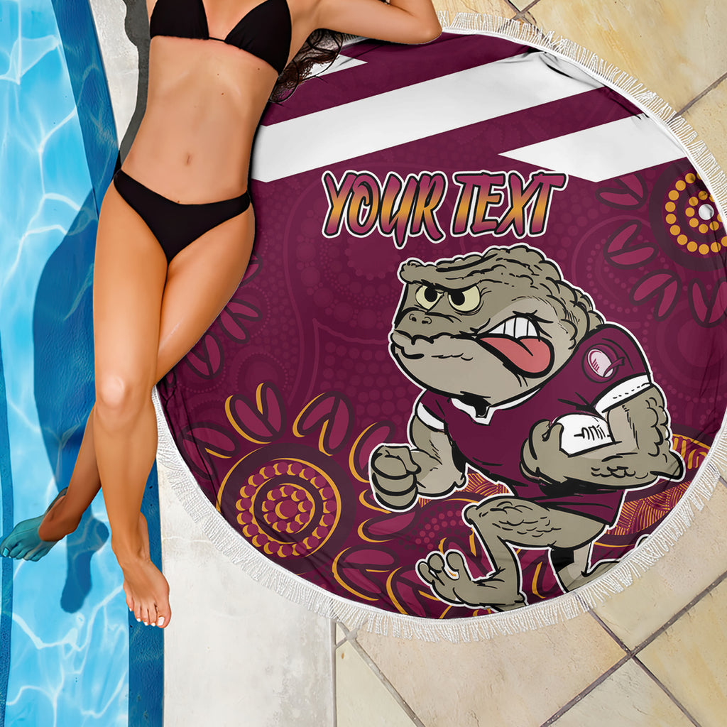 Custom QLD Maroons Cane Toad Blooded Aboriginal Inspired Beach Blanket