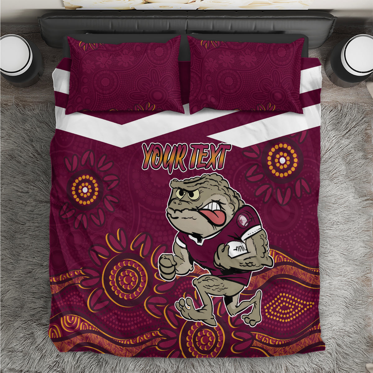 Custom QLD Maroons Cane Toad Blooded Aboriginal Inspired Bedding Set