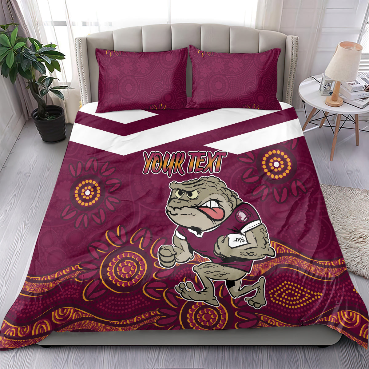 Custom QLD Maroons Cane Toad Blooded Aboriginal Inspired Bedding Set