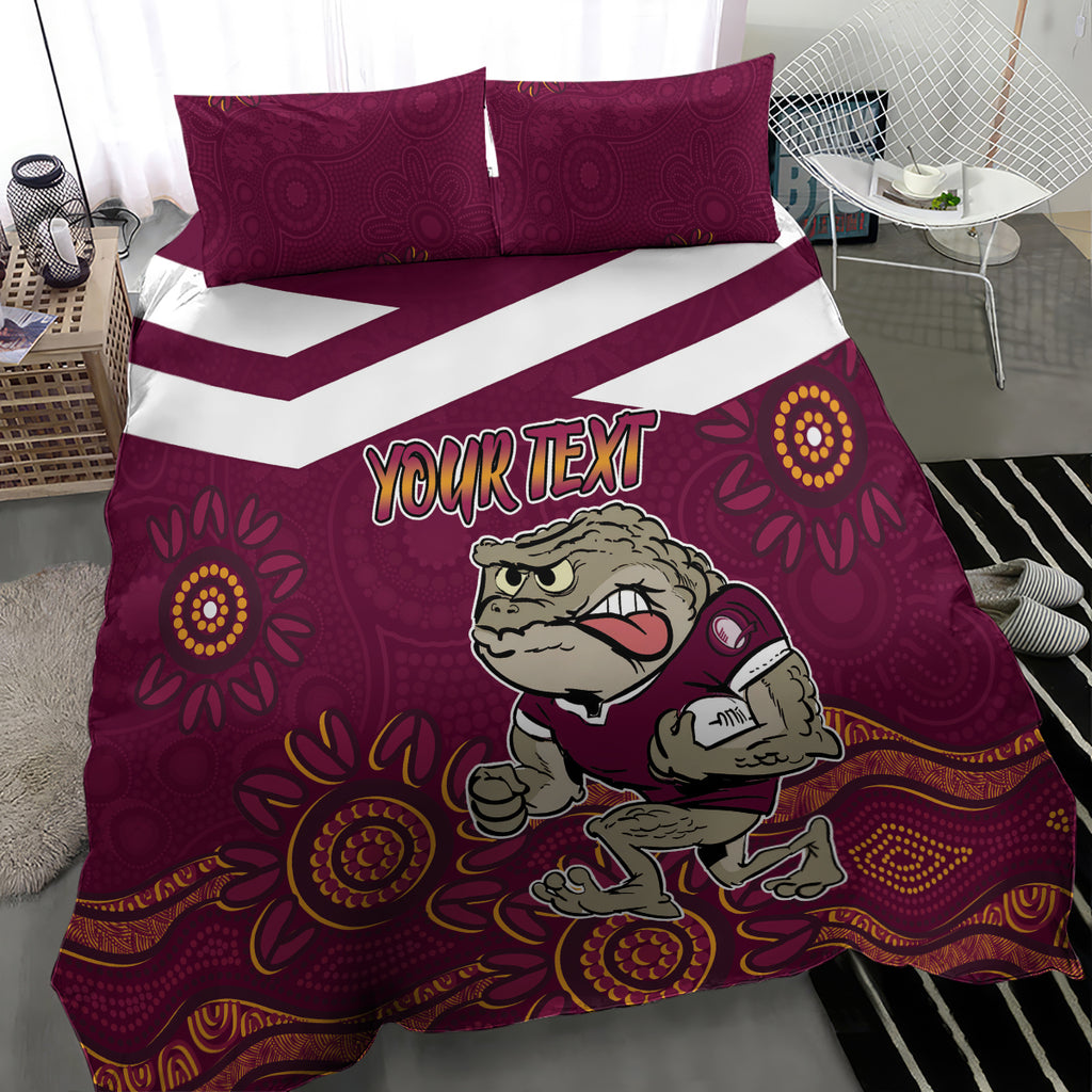 Custom QLD Maroons Cane Toad Blooded Aboriginal Inspired Bedding Set