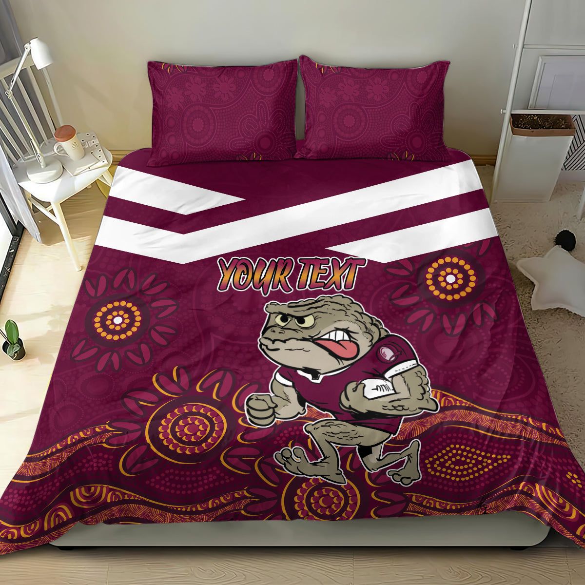 Custom QLD Maroons Cane Toad Blooded Aboriginal Inspired Bedding Set