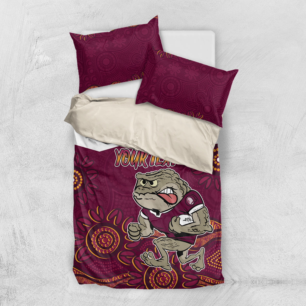 Custom QLD Maroons Cane Toad Blooded Aboriginal Inspired Bedding Set