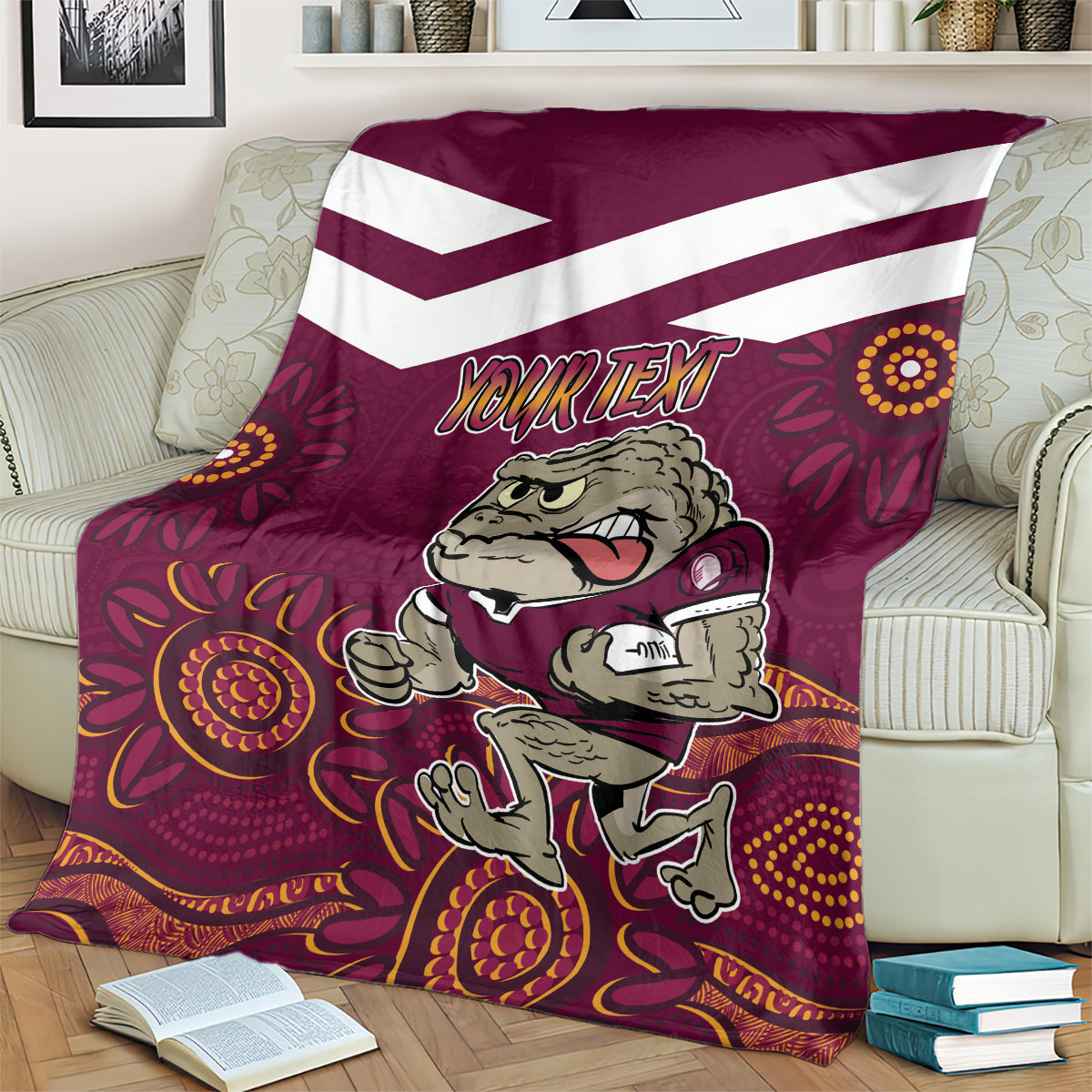 Custom QLD Maroons Cane Toad Blooded Aboriginal Inspired Blanket