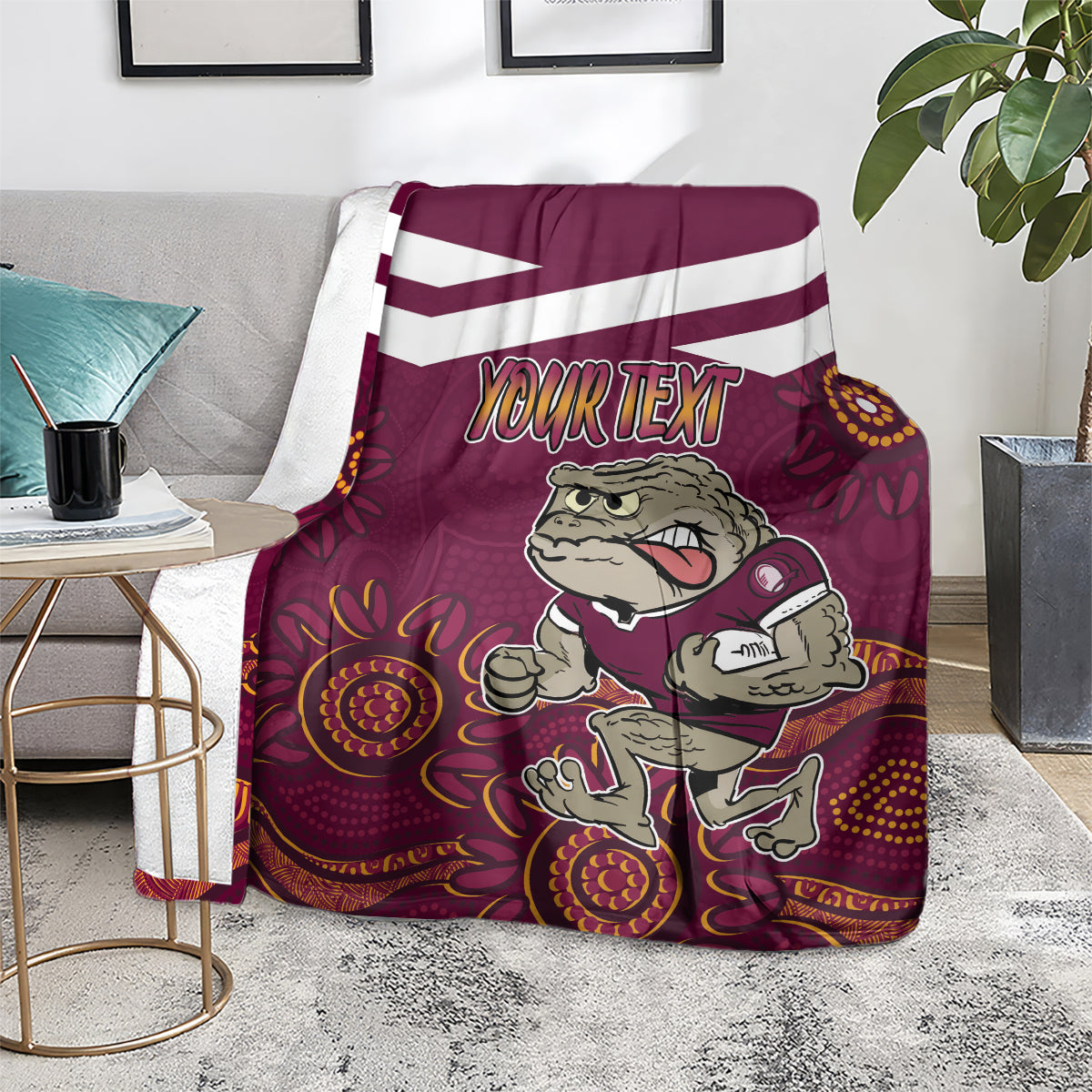Custom QLD Maroons Cane Toad Blooded Aboriginal Inspired Blanket