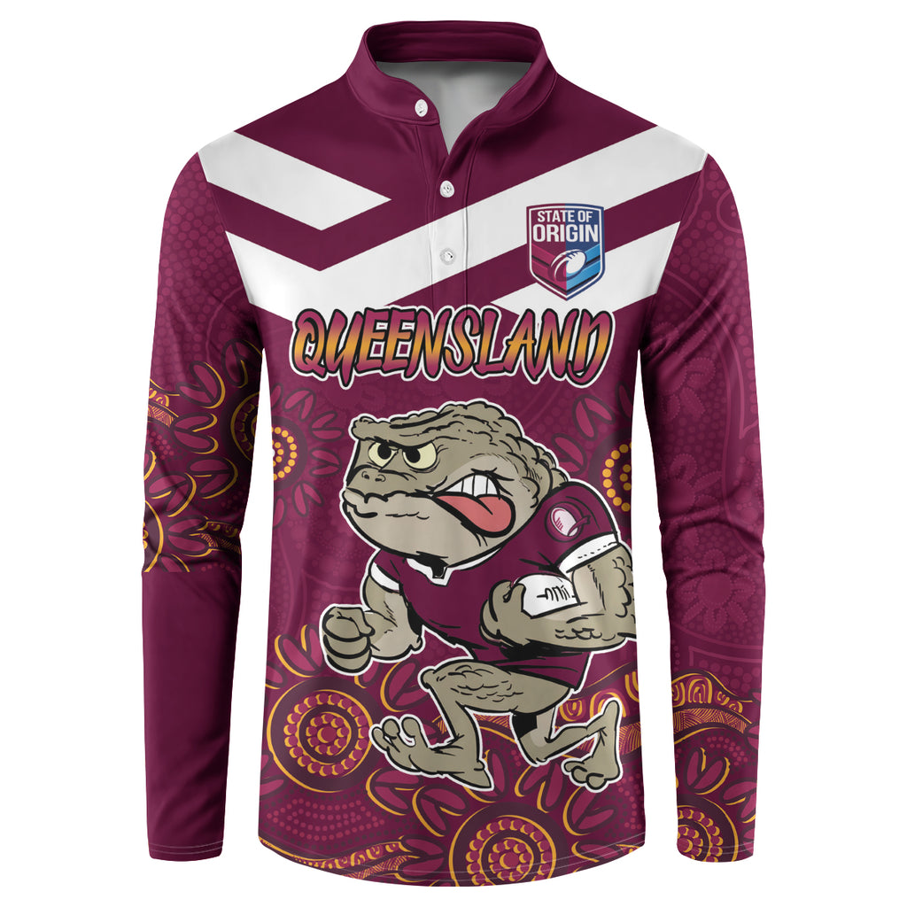 Custom QLD Maroons Cane Toad Blooded Aboriginal Inspired Button Sweatshirt