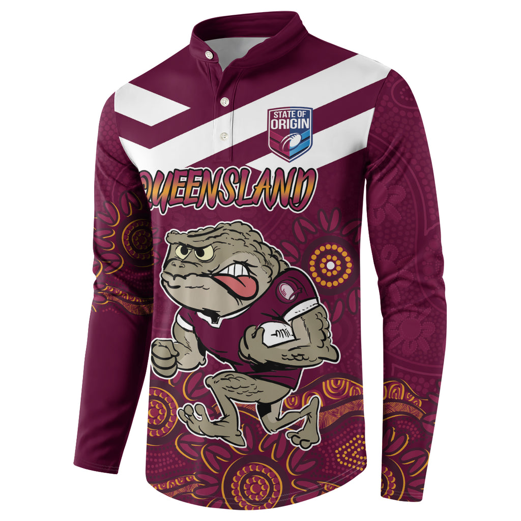Custom QLD Maroons Cane Toad Blooded Aboriginal Inspired Button Sweatshirt