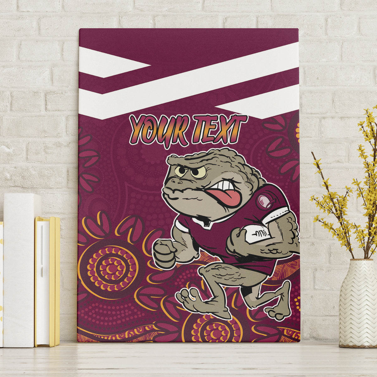 Custom QLD Maroons Cane Toad Blooded Aboriginal Inspired Canvas Wall Art