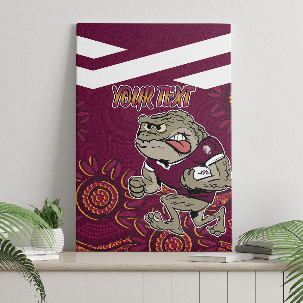 Custom QLD Maroons Cane Toad Blooded Aboriginal Inspired Canvas Wall Art