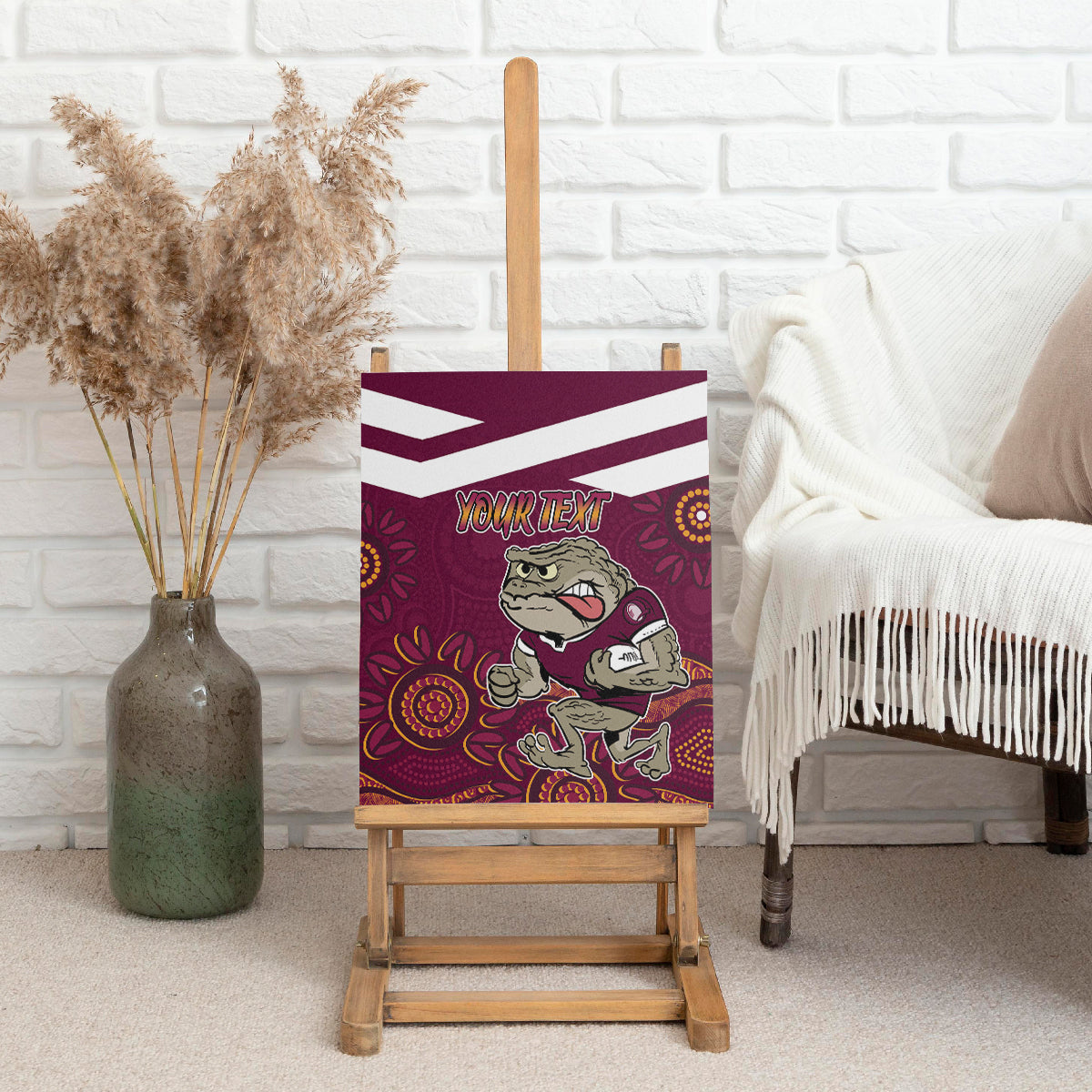 Custom QLD Maroons Cane Toad Blooded Aboriginal Inspired Canvas Wall Art
