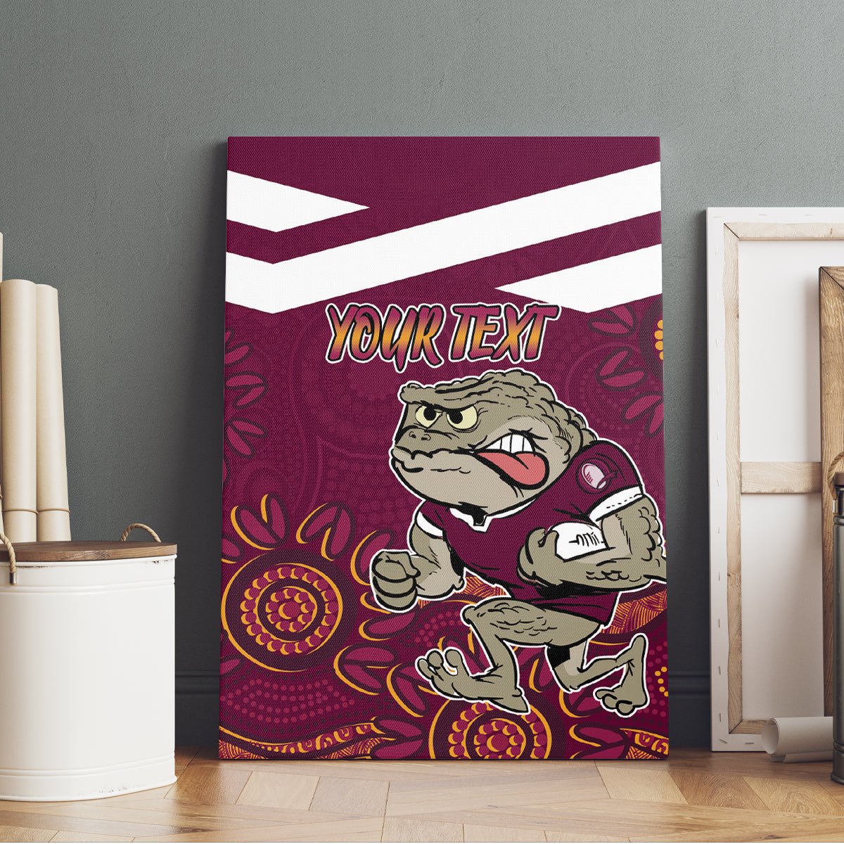 Custom QLD Maroons Cane Toad Blooded Aboriginal Inspired Canvas Wall Art
