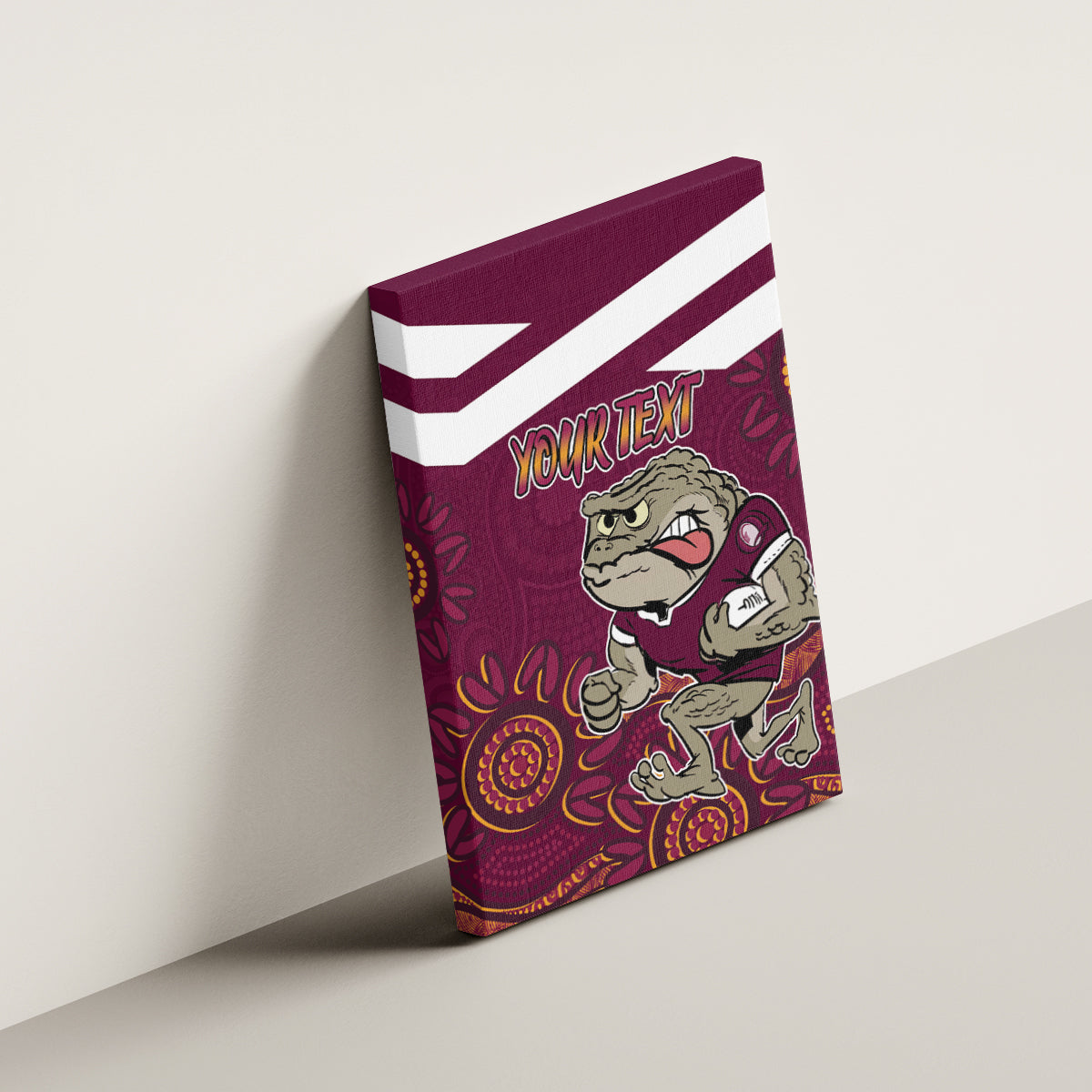 Custom QLD Maroons Cane Toad Blooded Aboriginal Inspired Canvas Wall Art