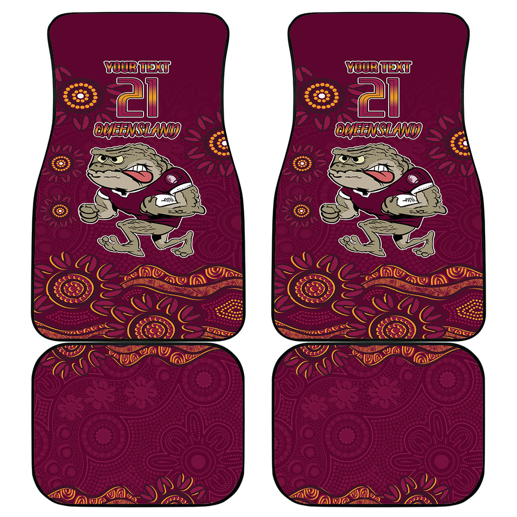 Custom QLD Maroons Cane Toad Blooded Aboriginal Inspired Car Mats
