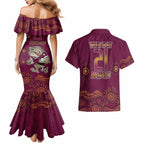 Custom QLD Maroons Cane Toad Blooded Aboriginal Inspired Couples Matching Mermaid Dress and Hawaiian Shirt