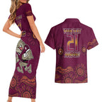 Custom QLD Maroons Cane Toad Blooded Aboriginal Inspired Couples Matching Short Sleeve Bodycon Dress and Hawaiian Shirt
