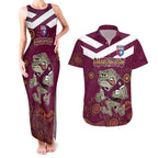 Custom QLD Maroons Cane Toad Blooded Aboriginal Inspired Couples Matching Tank Maxi Dress and Hawaiian Shirt