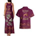 Custom QLD Maroons Cane Toad Blooded Aboriginal Inspired Couples Matching Tank Maxi Dress and Hawaiian Shirt