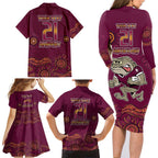 Custom QLD Maroons Cane Toad Blooded Aboriginal Inspired Family Matching Long Sleeve Bodycon Dress and Hawaiian Shirt