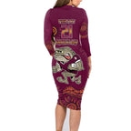 Custom QLD Maroons Cane Toad Blooded Aboriginal Inspired Family Matching Long Sleeve Bodycon Dress and Hawaiian Shirt