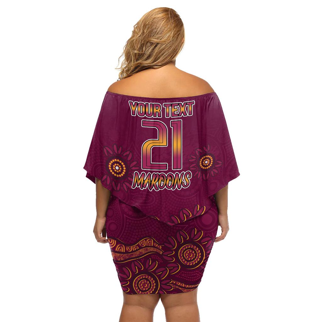 Custom QLD Maroons Cane Toad Blooded Aboriginal Inspired Family Matching Off Shoulder Short Dress and Hawaiian Shirt
