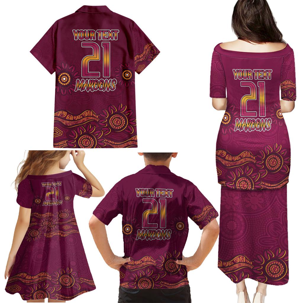 Custom QLD Maroons Cane Toad Blooded Aboriginal Inspired Family Matching Puletasi and Hawaiian Shirt