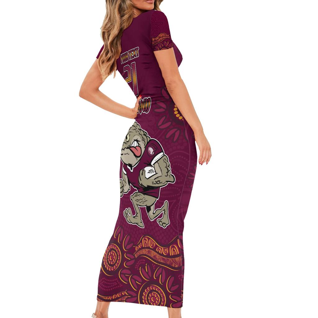 Custom QLD Maroons Cane Toad Blooded Aboriginal Inspired Family Matching Short Sleeve Bodycon Dress and Hawaiian Shirt