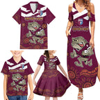 Custom QLD Maroons Cane Toad Blooded Aboriginal Inspired Family Matching Summer Maxi Dress and Hawaiian Shirt