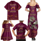 Custom QLD Maroons Cane Toad Blooded Aboriginal Inspired Family Matching Summer Maxi Dress and Hawaiian Shirt
