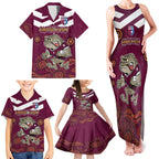 Custom QLD Maroons Cane Toad Blooded Aboriginal Inspired Family Matching Tank Maxi Dress and Hawaiian Shirt