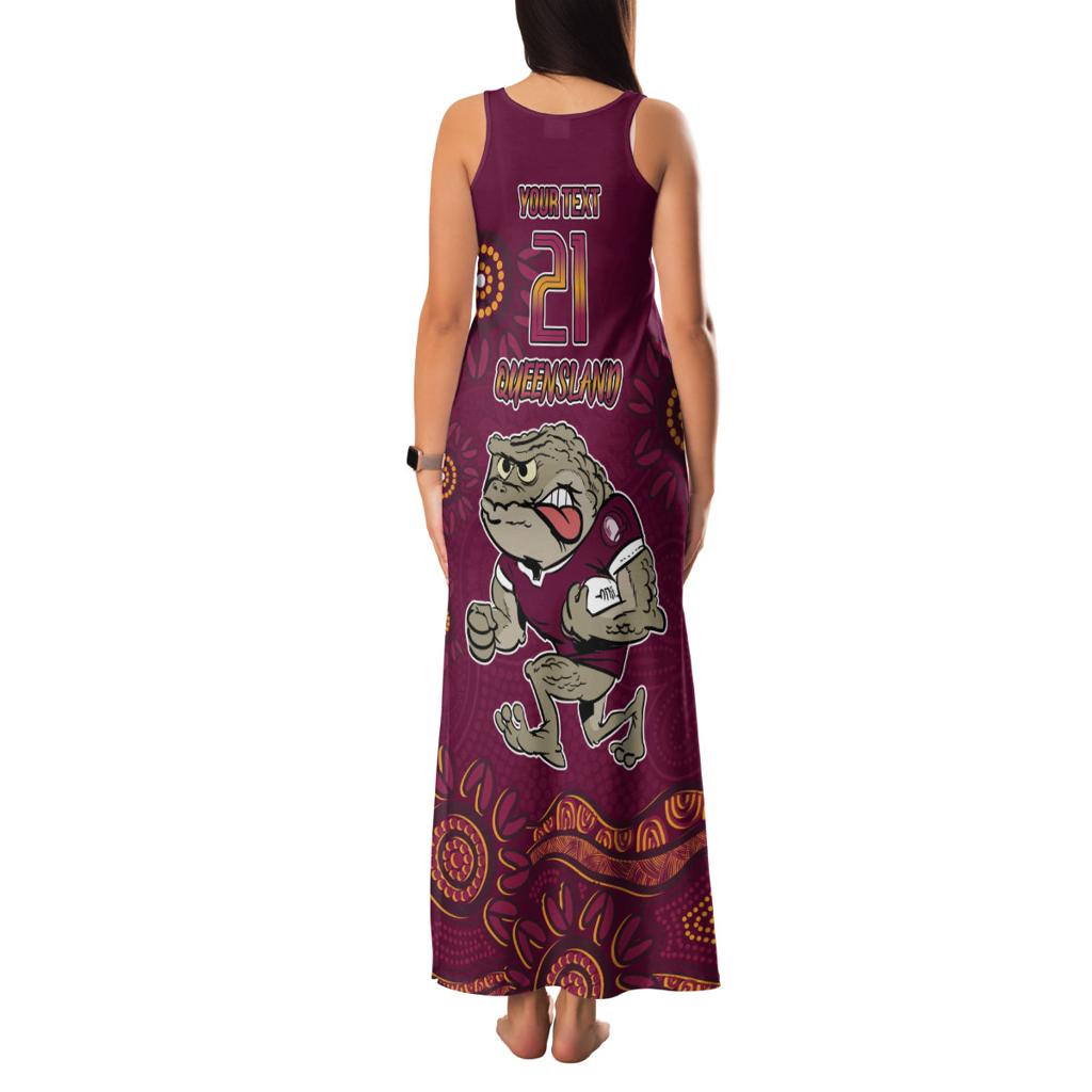 Custom QLD Maroons Cane Toad Blooded Aboriginal Inspired Family Matching Tank Maxi Dress and Hawaiian Shirt