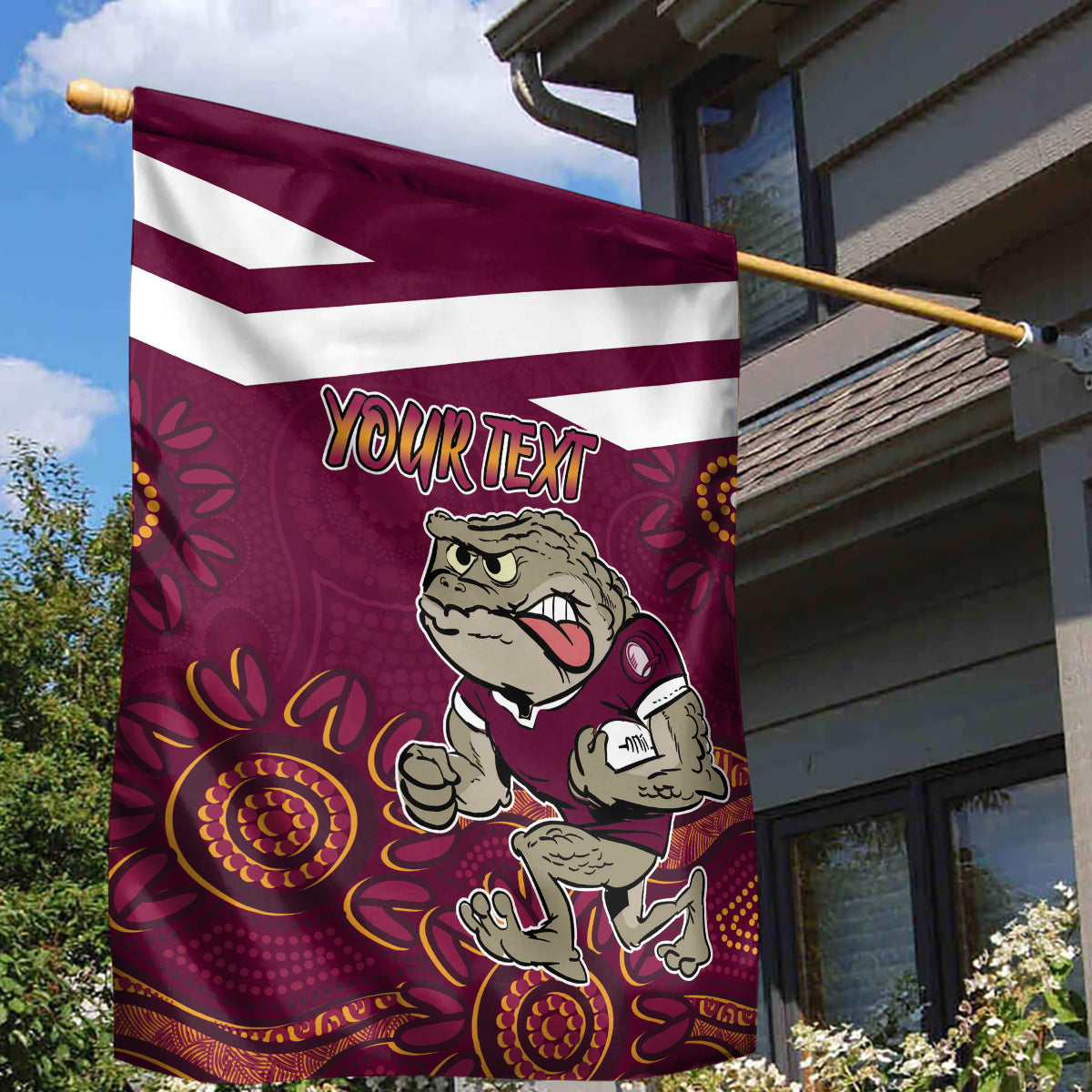 Custom QLD Maroons Cane Toad Blooded Aboriginal Inspired Garden Flag