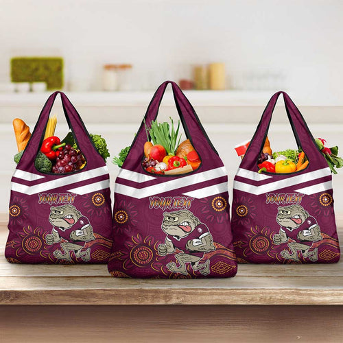 Custom QLD Maroons Cane Toad Blooded Aboriginal Inspired Grocery Bag