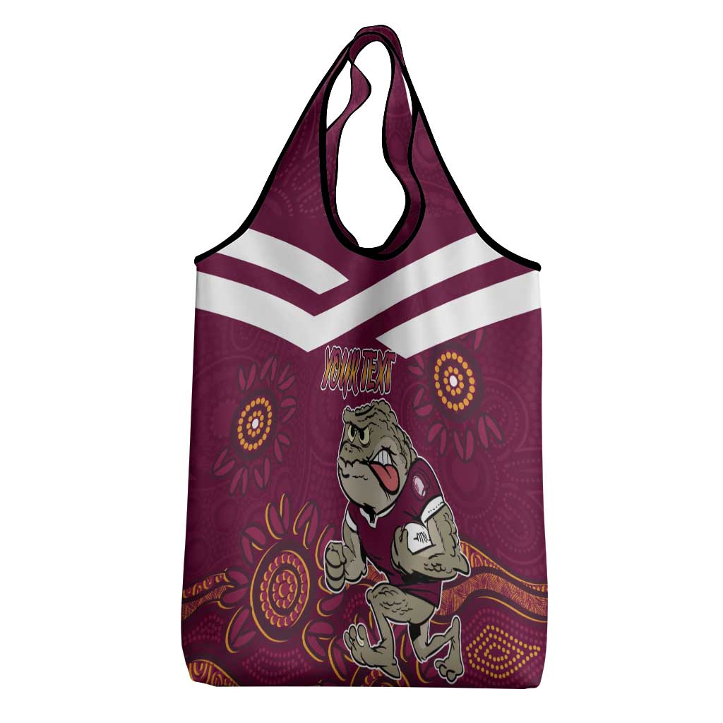 Custom QLD Maroons Cane Toad Blooded Aboriginal Inspired Grocery Bag