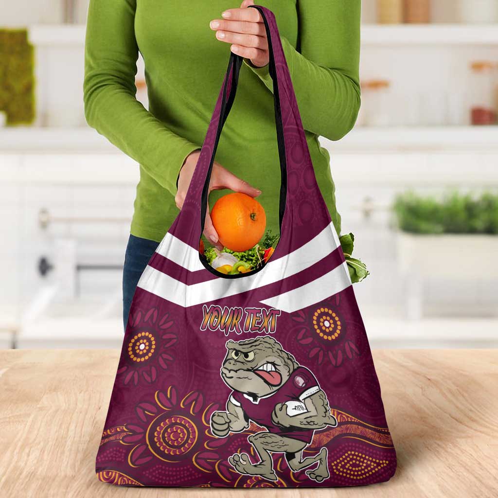 Custom QLD Maroons Cane Toad Blooded Aboriginal Inspired Grocery Bag