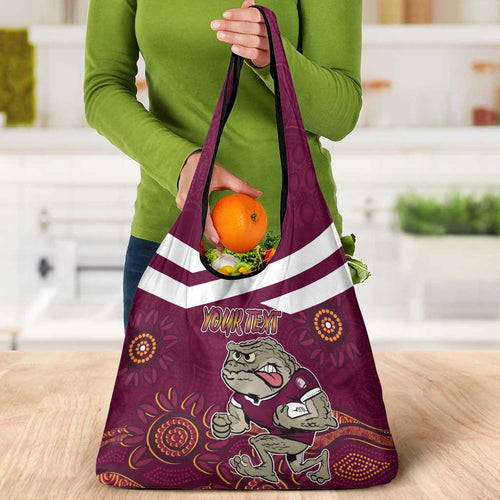 Custom QLD Maroons Cane Toad Blooded Aboriginal Inspired Grocery Bag