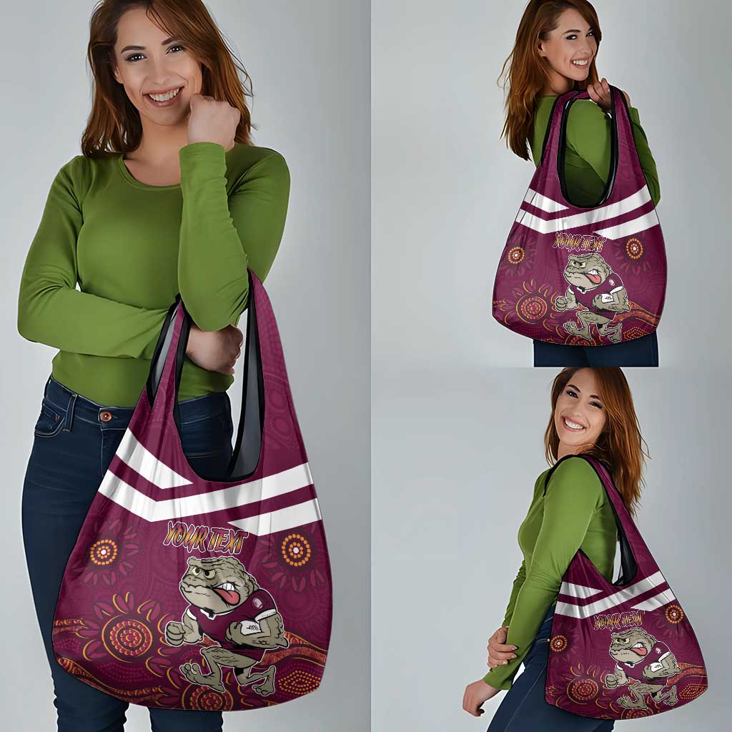 Custom QLD Maroons Cane Toad Blooded Aboriginal Inspired Grocery Bag
