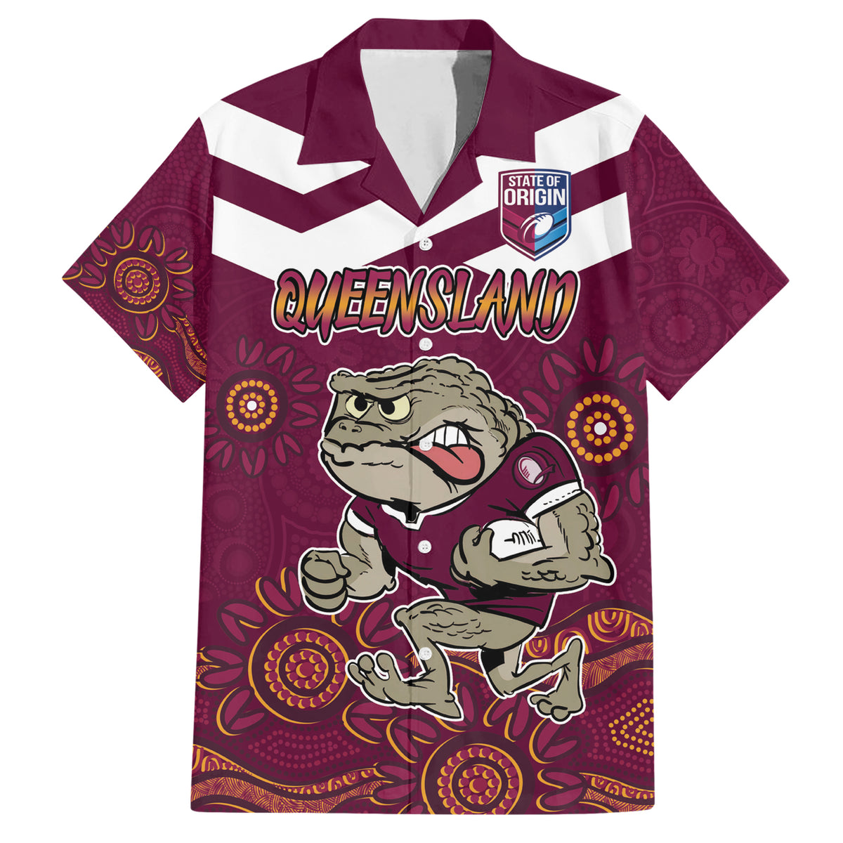 Custom QLD Maroons Cane Toad Blooded Aboriginal Inspired Hawaiian Shirt