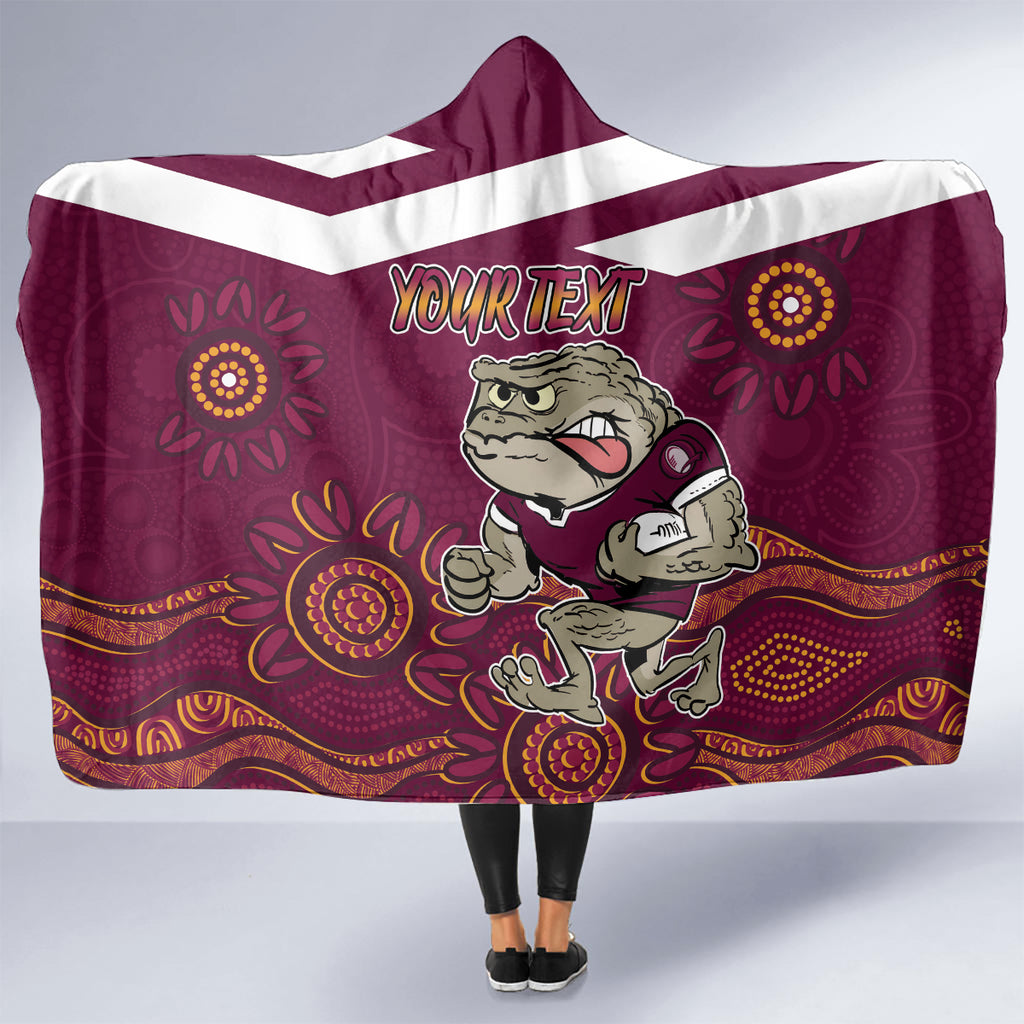 Custom QLD Maroons Cane Toad Blooded Aboriginal Inspired Hooded Blanket