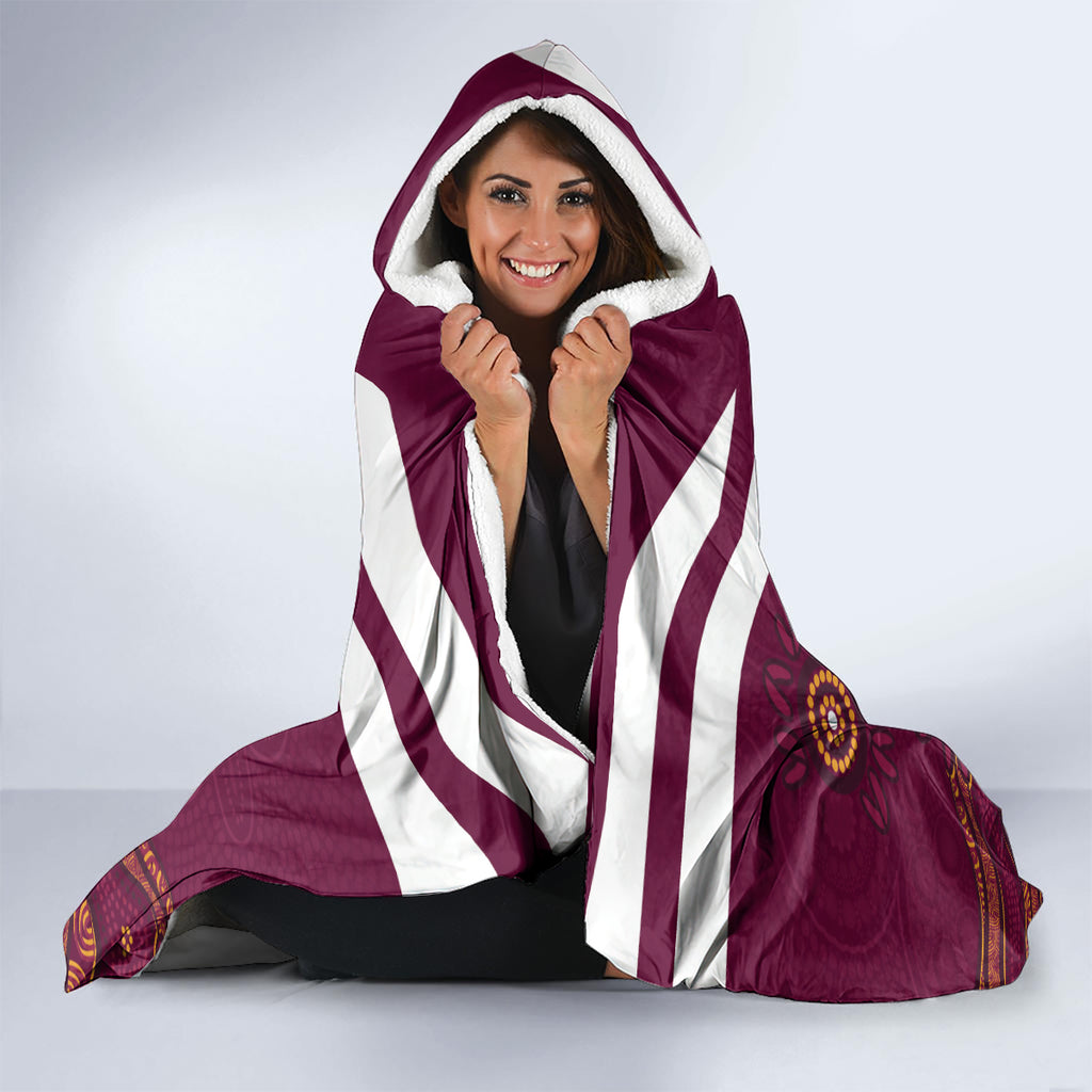Custom QLD Maroons Cane Toad Blooded Aboriginal Inspired Hooded Blanket