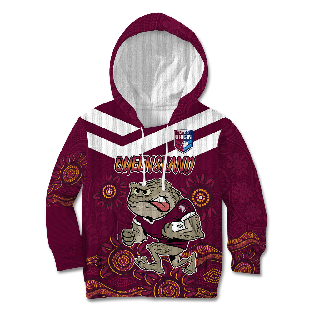 Custom QLD Maroons Cane Toad Blooded Aboriginal Inspired Kid Hoodie