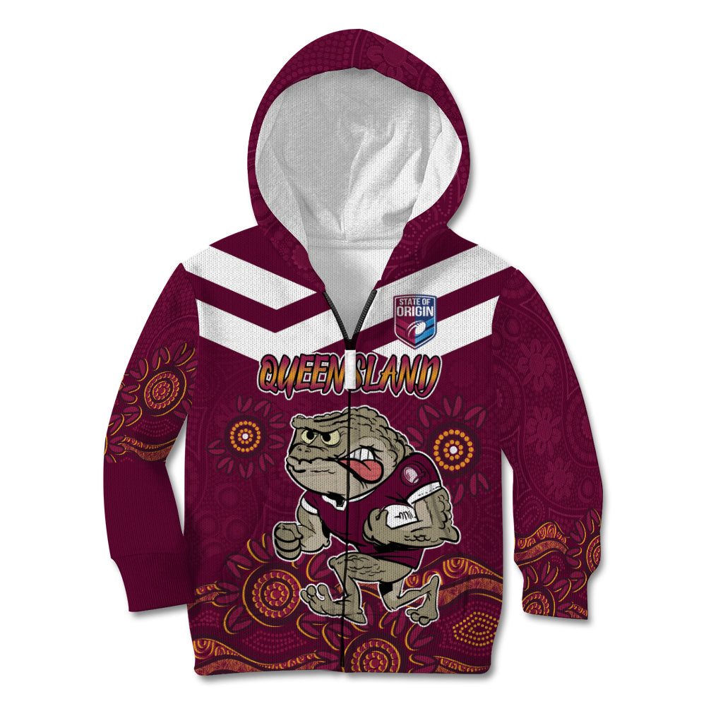 Custom QLD Maroons Cane Toad Blooded Aboriginal Inspired Kid Hoodie