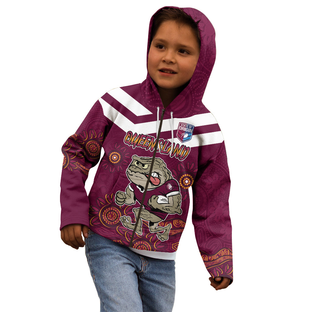 Custom QLD Maroons Cane Toad Blooded Aboriginal Inspired Kid Hoodie