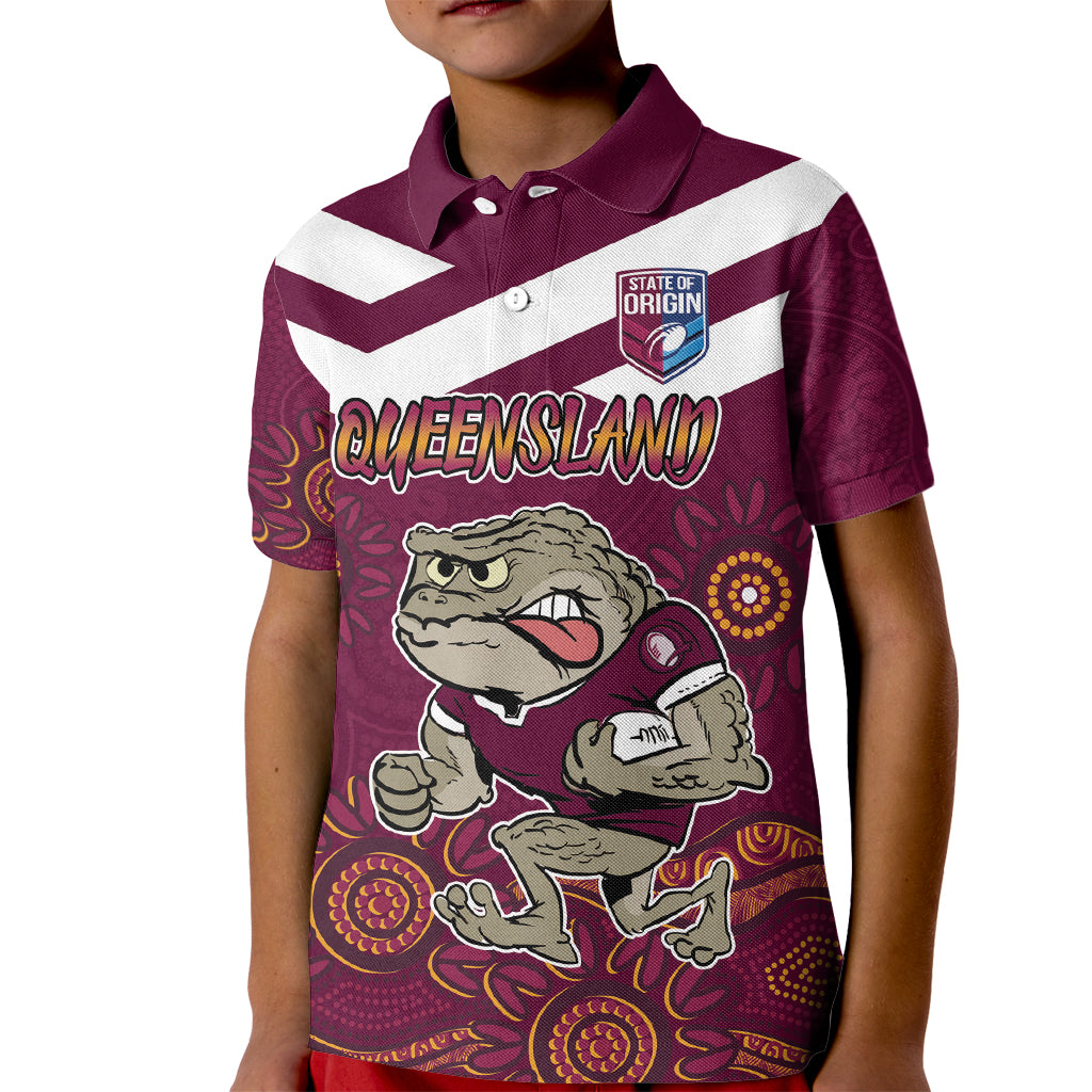 Custom QLD Maroons Cane Toad Blooded Aboriginal Inspired Kid Polo Shirt