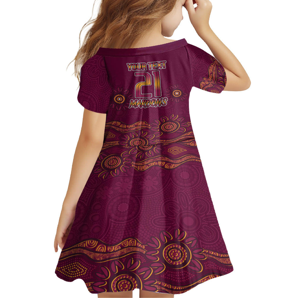 Custom QLD Maroons Cane Toad Blooded Aboriginal Inspired Kid Short Sleeve Dress
