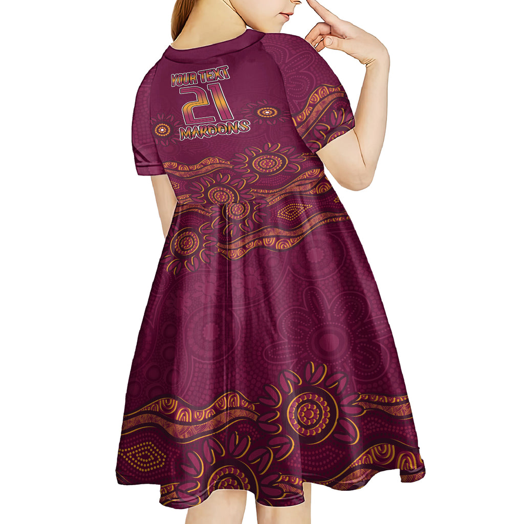 Custom QLD Maroons Cane Toad Blooded Aboriginal Inspired Kid Short Sleeve Dress