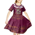 Custom QLD Maroons Cane Toad Blooded Aboriginal Inspired Kid Short Sleeve Dress